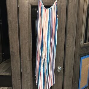 Zara Blue and Red Striped One Piece pantsuit